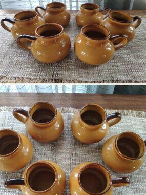Avignon Mugs Set of 6 Vintage Bulbous Tea Coffee Cups 6"